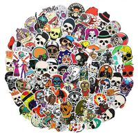 100pcs Sugar Skull Funny Cool Ogreish Stickers Waterproof Laptop Stickers Car Bicycle Suitcase Computer Water Bottle Mobile Phone Stickers Water Resistant Decals (Skull C 100)