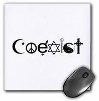 3dRose LLC 8 x 8 x 0.25 Inches Mouse Pad, Coexist (mp_157393_1)