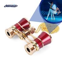 Aomekie Opera Glasses Binoculars 3X25 Theater Glasses Mini Binocular Compact with Chain for Adults Women Kids  in Musical Concert（Red）