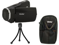 Vivitar Dvr-947HD Black Mini Digital Video Camcorder Set with Pocket Tripod and Travel Case,