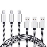 Micro USB Cable 6ft 3Pack by Ailun High Speed 2.0 USB A Male to Micro USB Sync Charging Nylon Braided Cable with 56k Ohm Pull-up Resistor for Smartphone Tablets Silver and Blackwhite