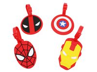 Finex Set of 4 - Superheroes Travel Luggage ID Tag for Bags Suitcases with Adjustable Strap