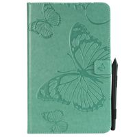Shinyzone Tablet Leather Case for Samsung Galaxy Tab E 9.6 T560,Embossed Green Butterfly Pattern with Credit Card Slots and Pencil Holder,Auto Sleep and Wake Function Magnetic Flip Stand Cover
