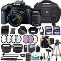 Canon EOS Rebel T7i 24.2 MP DSLR Camera with EF-S 18-55mm f/4-5.6 is STM Lens + 2 Memory Cards + 2 Auxiliary Lenses + HD Filters + 50" Tripod + Premium Accessories (23 Items)