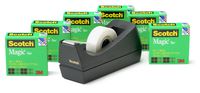 Scotch Brand Magic Tape with Black Dispenser, Numerous Applications, Invisible, Engineered for Office and Home Use, 3/4 x 1000 Inches, Boxed, 6 Rolls, 1 Dispenser (810K6C38)