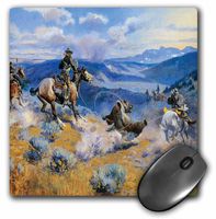 3D Rose"Loops and Swift Horses are Surer Than Lead by Charles Marion Russell" Matte Finish Mouse Pad - 8 x 8" - mp_126932_1
