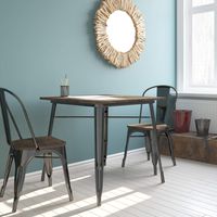 DHP Fusion Metal Square Dining Table with Wood Table Top, Black