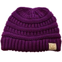 Kids Ages 2-7 Warm Chunky Thick Stretchy Knit Slouch Beanie Skull Hat Purple