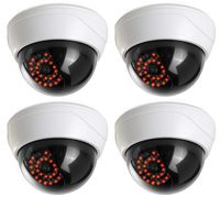 (4 Pack) Fake Security Camera CCTV Fake Dome Camera with Realistic Look Recording Red LED Light Indoor and Outdoor Use, for Homes & Business- by Armo