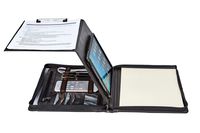 Professional Portfolio with Tablet Case for 10.5-inch iPad Pro/Air, Business Cow Leather Padfolio Organizer with Letter Size/A4 Clipboard & Notepad Holder