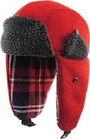 KBW-614 RED Wool Blend Inner Plaid Aviator Trooper Trapper Hat Winter Cap