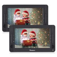 NAVISKAUTO 10.1" Dual Screen DVD Player Portable for Car with 5-Hour Built-in Rechargeable Battery, Last Memory and Region Free (Host DVD Player+ Slave Monitor)