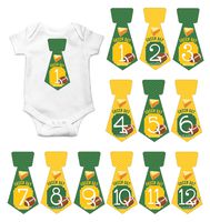 Gift Set of 12 Tie Keepsake Photography Monthly Baby Stickers with Green Bay Packers Football T068