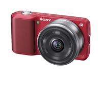 Sony Alpha NEX NEX3A/R Digital Camera with 16mm F2.8 Lens (Red)