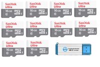 SanDisk Ultra SDSQUNS-016G-GN3MN 16GB (10 Pack Bundle) 80MB/s UHS-I Class 10 microSDHC Card with (1) Everything But Stromboli 3.0 SD/TF Micro Reader