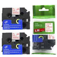 2/Pack LM Tapes - Premium 1" Red Print on White Label (24mm 0.94 Laminated) Compatible with Brother TZe-252 P-Touch Tape and Comes with a Great Tape Color/Size Guide for Easy reordering.