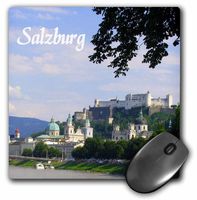 3dRose LLC 8 x 8 x 0.25 Inches Mouse Pad, Salzburg Sunny River-Side City Photography, Beautiful Cities in Europe/Austria/Austrian Towns (mp_155614_1)