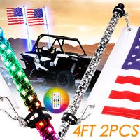 Nirider 2PCS 4ft LED Whip Lights with Flag Pole Remote Control Spiral RGB Chase Light Offroad Warning Lighted Antenna LED Whips for UTV, ATV, Off Road, Truck, Jeep, Sand, Buggy Dune, RZR, Can-am, Boat