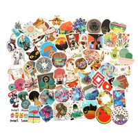 Transparent Vinyl with Gold Rim Stickers for Water Bottles, Big 100 Pack, Cute Teen Girl Women Decals Stickers Trendy Hot Stamping Clear Decal Stickers for Laptop Scrapbook Gift Box Bumper (Series B)