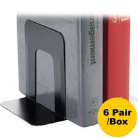 Business Source Heavy-Gauge Steel Bookends - 5.3" Height x 5" Width x 4.8" Depth - Black - 6/Box (42550BX)