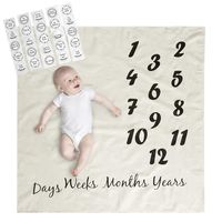 Baby Milestone Blanket and Newborn Milestones Stickers | Monthly Age Infant Photography Props Blanket Beige | Cute Baby Shower Gft For Boy Girl | Cute Photo Accessories Prop Backdrop | Funny Sticker