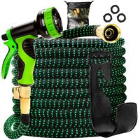 Yolobee Garden Hose 80 Feet, Expandable, Lightweight, High Density 3750D Outer Fabric, Durable Double Latex Core, Bundle with Spray Nozzle and Accessories (5 Items)