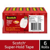 Scotch Super-Hold Tape, Strong and Durable, Glossy Finish, Engineered for Sealing, 3/4 x 800 Inches, Boxed, 6 Rolls (700S6)
