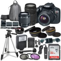 Canon EOS Rebel T6 Digital SLR Camera with EF-S 18-55mm is STM Lens + Canon EF 75-300mm f/4-5.6 III Lens + Sandisk 32GB SDHC Memory Cards, Accessory Bundle