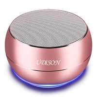 UDISON Portable Mini Bluetooth Speakers with Enhanced Bass, Dual Stereo Pairing, LED Lights, Built-in Mic, Handsfree Speakerphone for iPhone ipad Samsung Android -Rose Gold