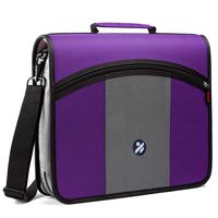 Round Ring 3-Inch Zipper Binder, Designed with Expanding Files and Handle, Shoulder Strap Included, Purple