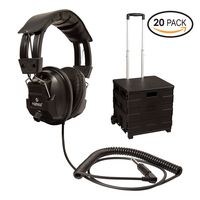 Egghead EGG-IAG-1003-1078-SO-PK 20 Switchable Stereo/Mono Classroom Headphones with Bonus Rolling Tote, Black (Pack of 20)