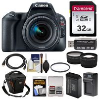 Canon EOS Rebel SL2 Wi-Fi Digital SLR Camera & EF-S 18-55mm is STM Lens (Black) + 32GB Card + Case + Battery & Charger + Filter + Tele/Wide Lens Kit