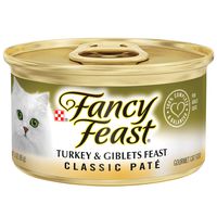 Purina Fancy Feast Grain Free Pate Wet Cat Food, Classic Pate Turkey & Giblets Feast - (24) 3 oz. Cans