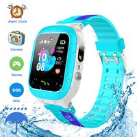 Jsbaby Kids smartwatch Waterproof with LBS/GPS Tracker Smart Watch Phone 3-12 SOS Camera for Boys Girls Game Watches (Blue)