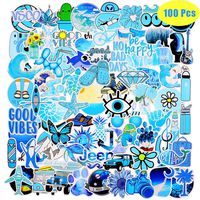 JOINBO 100 Not Repeating Blue Stylish Cute Waterproof Vsco Stickers are Essential Materials for Becoming a Vsco Girl, Suitable for Tablets, Skateboards, Mobile Phones, Kettles, suitcases, Outdoor
