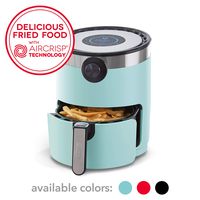 Dash DMAF360GBAQ02 AirCrisp Pro Electric Air Fryer + Oven Cooker with Digital Display + 8 Presets, Temperature Control, Non Stick Fry Basket, Recipe Guide + Auto Shut Off Feature, 3qt, Aqua