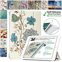 DuraSafe Cases for iPad Mini 3/2 / 1-7.9 Inch [ A1432 A1454 A1455 A1489 A1490 A1491 A1599 A1600 ] Printed Smart Cover with Transparent Back - Watercolor Flowers (Soft Silicone Back)