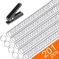 200 Pack Book Rings, Small 1-Inch Metal Rings, Nickel Plated Metal Rings for Flashcards, Index Card Rings, Come with Single Hole Punch Low Force 1-Hole Punch, 20 Sheets Punch Capacity, 1/4 inch Holes