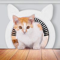 PAWSM Interior Cat Door, Pet Door for Cats, Cat Door Hides Litter Tray, Cat Door with Brush, Fits Cats Up to 20lbs