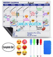 Magnetic Dry Erase Calendar for Fridge - Large Monthly Refrigerator Calendar Whiteboard. Bonus 6 Emoji Magnets, 4 Color Markers,Eraser. Kids Organizer List for Kitchen Refrigerator 16x12 inches White