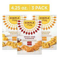 Simple Mills Almond Flour Cracker Variety Pack:, (2) Farmhouse Cheddar, (1) Smoky BBQ Cheddar, 4.25 Ounce (Pack of 3)