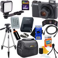 Canon PowerShot G9 X Mark II Advanced Digital Camera w/1" Sensor, DIGIC 7 Processor, Wi-Fi, NFC, Bluetooth (Black) International Version + LED Light + 12pc 64GB Deluxe Accessory Kit w/HeroFiber Cloth
