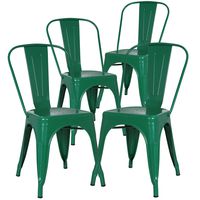 Poly and Bark Trattoria Kitchen and Dining Metal Side Chair in Dark Green (Set of 4)