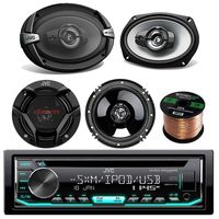 JVC KD-R670 CD/MP3/WMA Receiver Bundle Combo With 2x JVC CS-DR6930 6x9" 1000w 3-Way Vehicle Stereo Coaxial Speakers + 2x CS-DR620 6.5" 300W 2-Way Audio Speakers + Enrock 50 Foot 16 Guage Speaker Wire