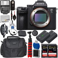 Sony Alpha a7 III Mirrorless Digital Camera (Body Only) with Deluxe Accessory Bundle - Includes: 2X SanDisk Extreme PRO 64GB Memory Card, Replacement Battery for Sony NP-FZ100, Much More