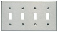 Leviton 84012 4-Gang Toggle Device Switch Wallplate, Standard Size, Device Mount, Stainless Steel
