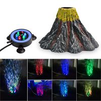 NICREW Aquarium Volcano Ornament Kit, Air Bubbler Decorations for Fish Tank, Aquarium Air Bubbler with Multi-Color LEDs