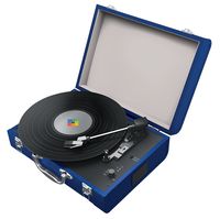 Polaroid Portable Bluetooth Turntable with Speakers for Vinyl and Wireless Devices (Blue)