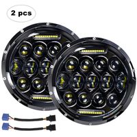 LED Headlight for Jeep Wrangler AAIWA 7" 75W Round LED Headlamp with Daytime Running Light DRL High Low Beam for Jeep Wrangler JK TJ LJ Motorcycle with H4 H13 Adapter,2PCS,2 Years Warranty