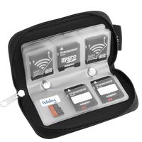 Memory Card Carrying Case /Black/Wallet/Organizer/Bag- Suitable for Storage SD Micro SD CF SDXC SDHC MMC Trail Camera Memory Cards /1PC Microfiber Cleaning Cloth Sticker Included(22 slots)